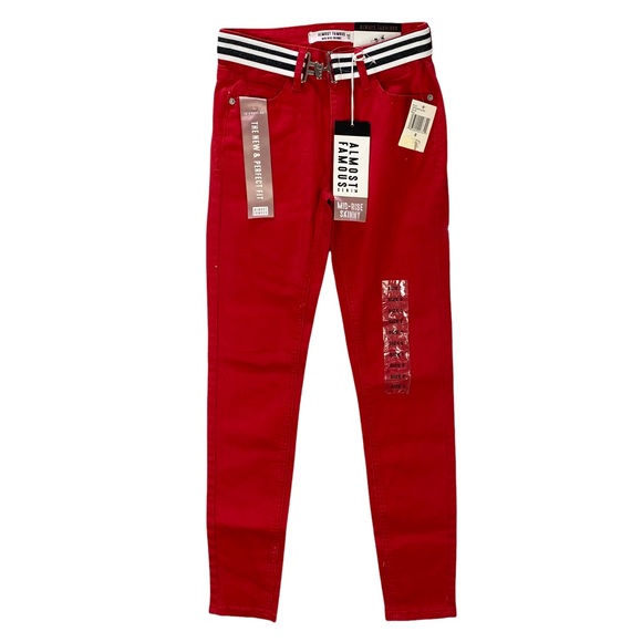 Red Denim Mid Rise Skinny Jean | Poshmark